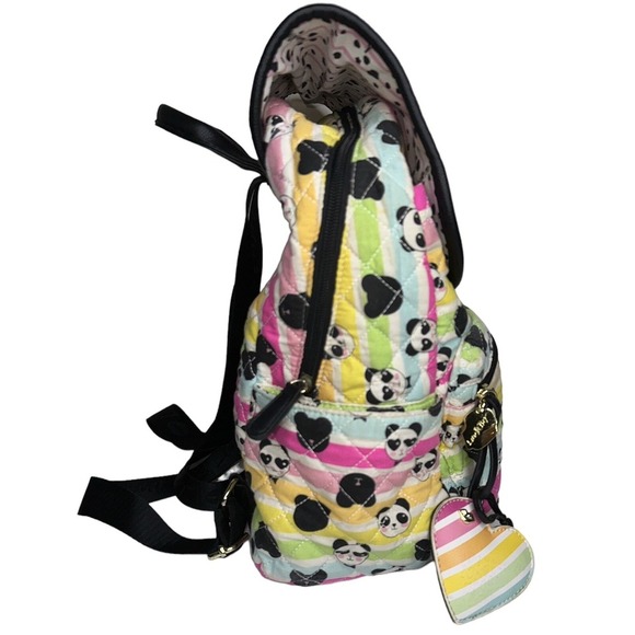 Luv Betsey Panda Bear Backpack Quilted Rainbow Stripes by Betsy Johnson - Picture 4 of 16
